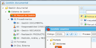 Document management of the eGAM BPM platform associated with a procedure for validation and control of new versions.