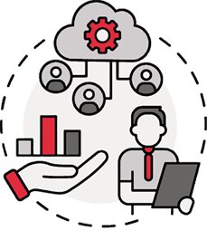 Icon representative of knowledge management.