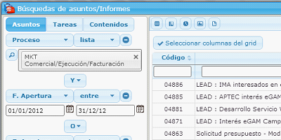 Example of analysis by processes in the eGAM platform