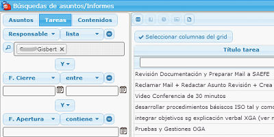 Example of analysis by other fields such as person in charge, closing date and opening date in the eGAM platform.