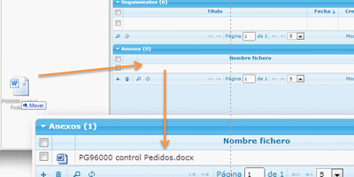 Image of the function attach files in the eGAM BPM platform.