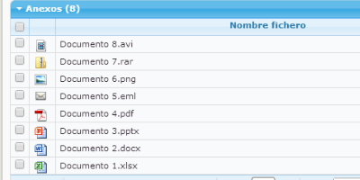 Image of the attachments tab that can be found on the cover of the issues and in the tasks of the eGAM BPM platform.