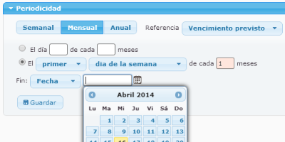 Image of the configuration of a periodic task in the eGAM BPM platform.