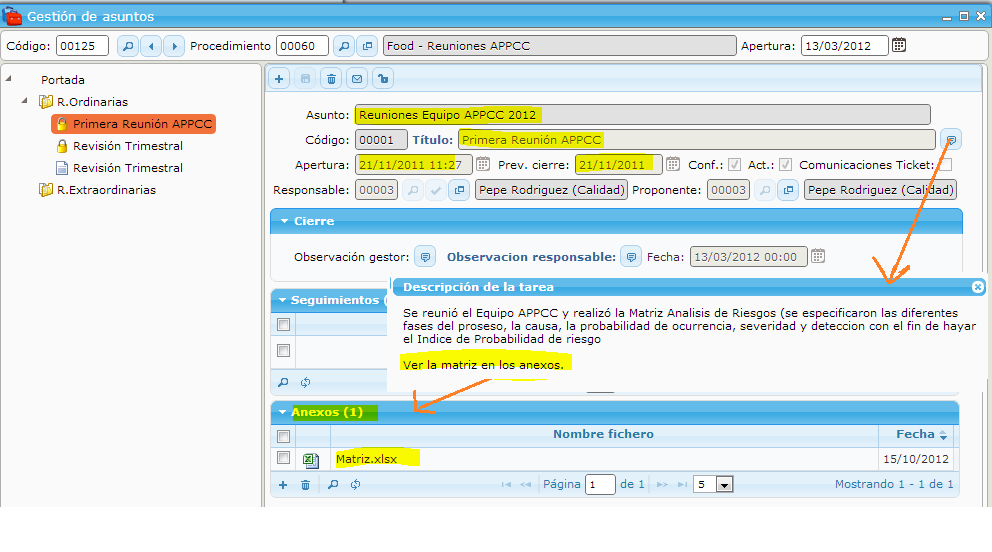 Digitalized process in the eGAM BPM platform for the management of HACCP meetings of food safety regulations (IFS, BRC, ISO 22000).