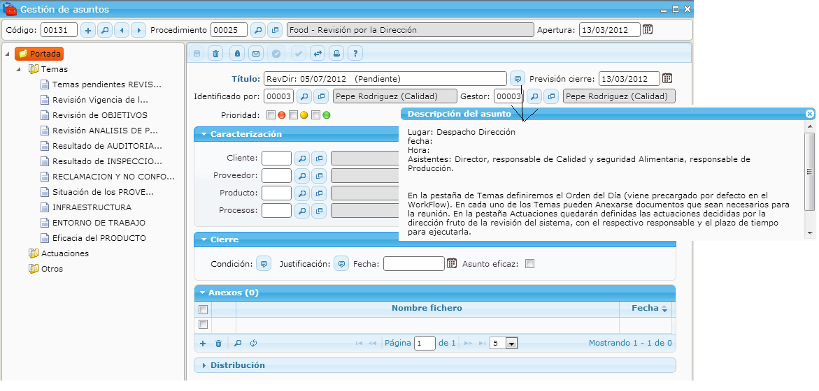 Digitized process for management review complying with food safety standards (such as IFS, BRC or ISO 22000) on the eGAM BPM platform.