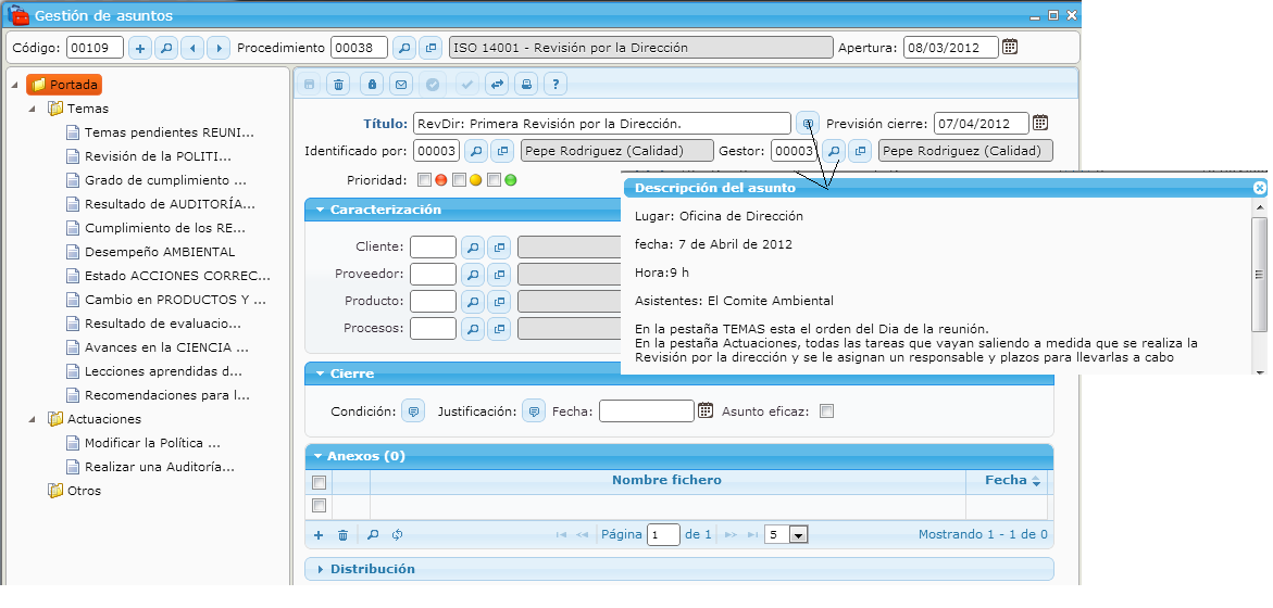 Digitalized process for management review complying with the ISO 14001 standard on the eGAM BPM platform.