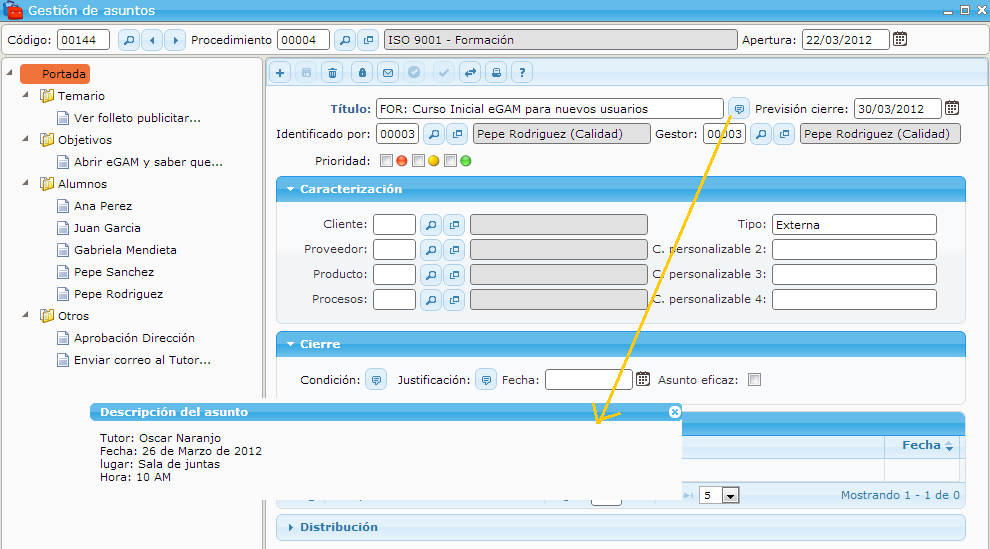 Example of digitalized process for training management complying with iso 9001 on the eGAM BPM platform.